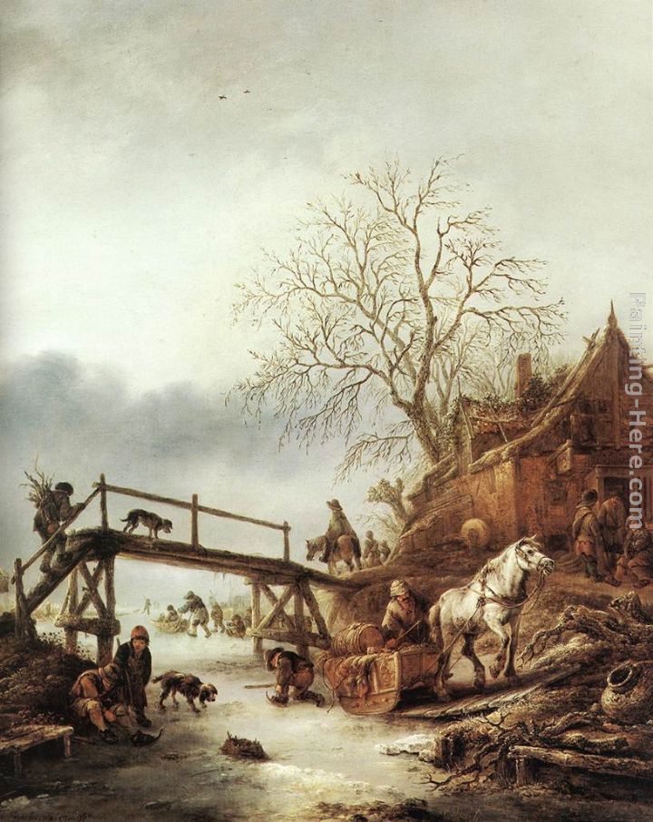 A Winter Scene painting - Isack van Ostade A Winter Scene art painting